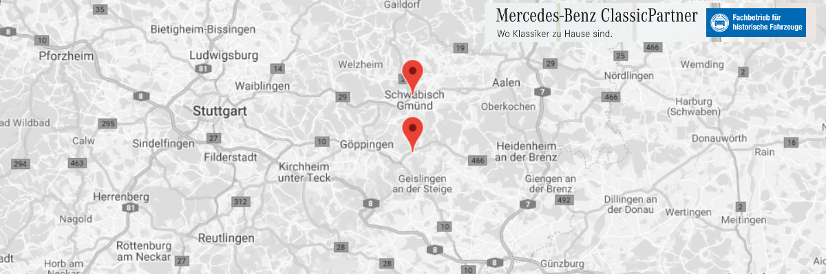 Mercedes Benz_Classic_Werkstatt für Schwäbisch Gmünd - Radelstetten, Ölmühle, Oberer Lauchhof, Zimmern, Schirenhof, Sachsenhof oder Reitprechts, Rehnenhof, Rechberg